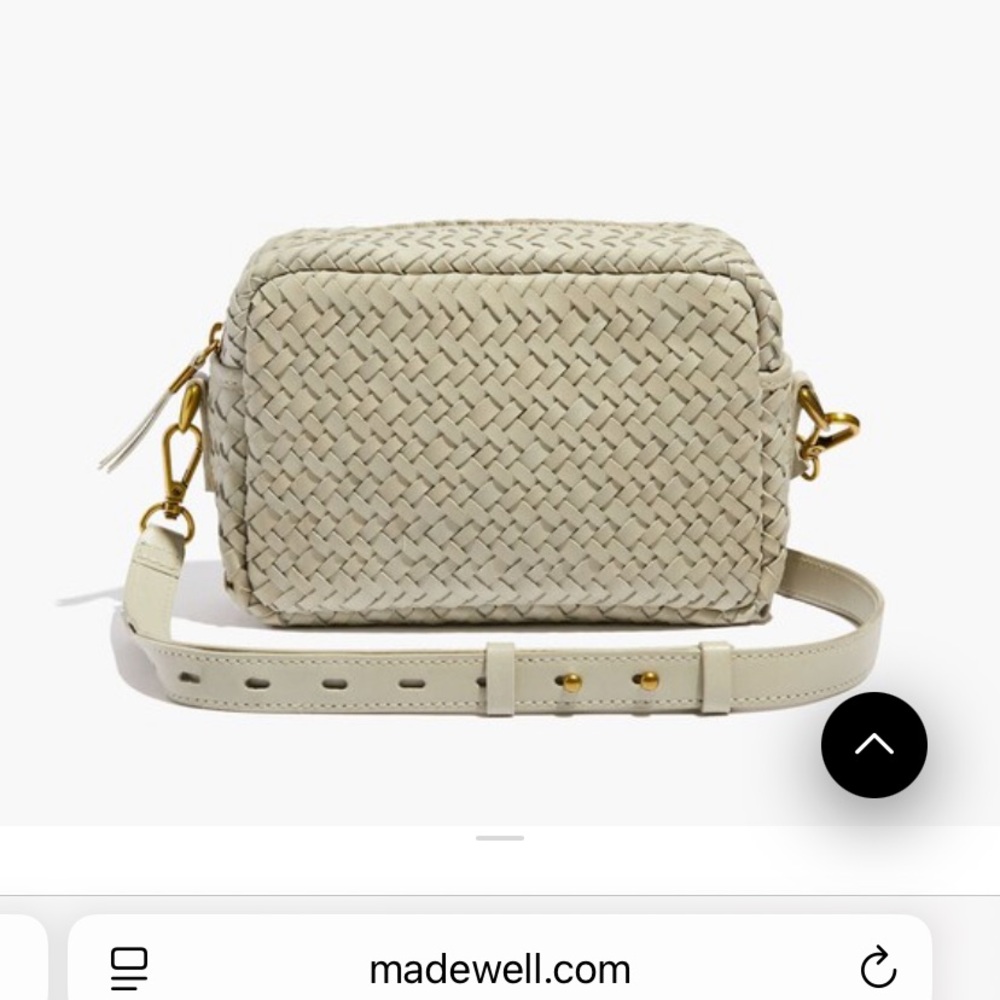 Madewell Woven Leather Crossbody Bag in Cream with Gold Hardware
